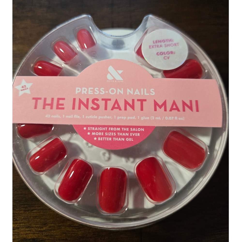 Olive & June The Instant Mani Press-On Nails Extra Short Red CV 42 Count Kit